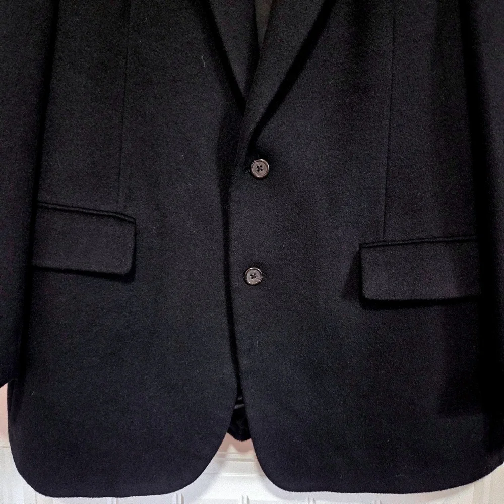 Bill‎ Blass Mens Black 100% Camel Hair Blazer Jacket Wool Blend Size 40R